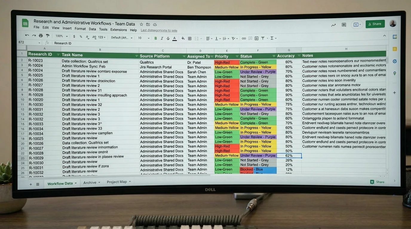 Research and administrative workflow visual